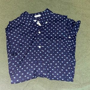 J Crew Navy blue patterned mens dress shirt size small. Classic fit